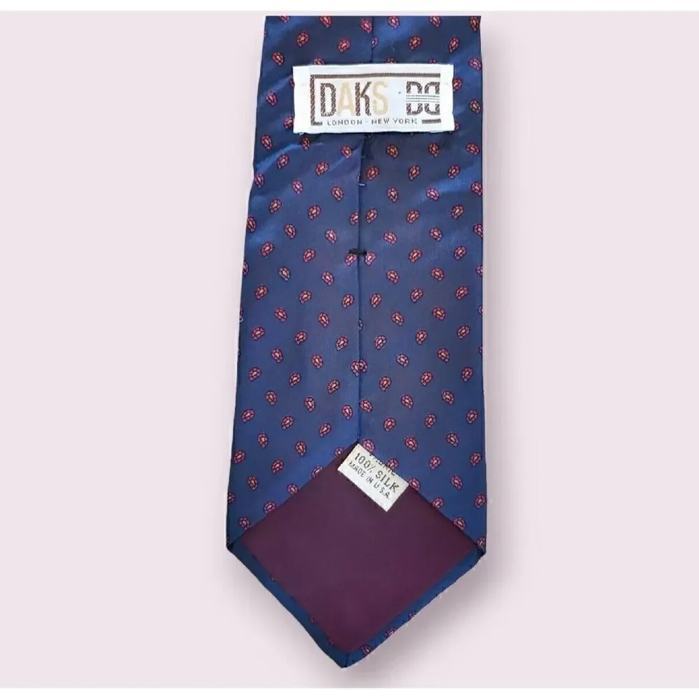 Daks London Blue Geometric Print men’s silk tie 57